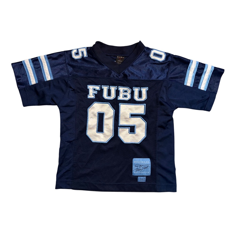FUBU The Collection Kids Navy Blue 05 Throwback Football Jersey Size 6